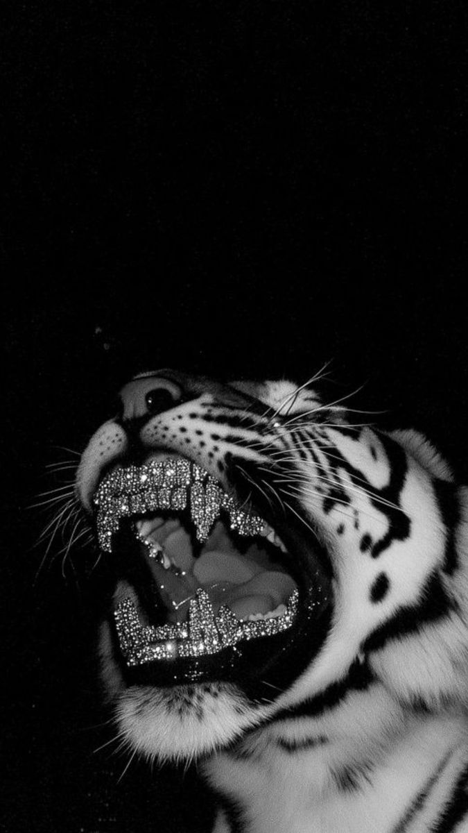 A tiger with diamond teeth